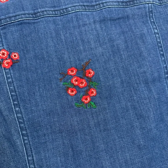 Madewell Embroidered Floral Denim Shirt Dress 2 NWT Pockets - Picture 7 of 12